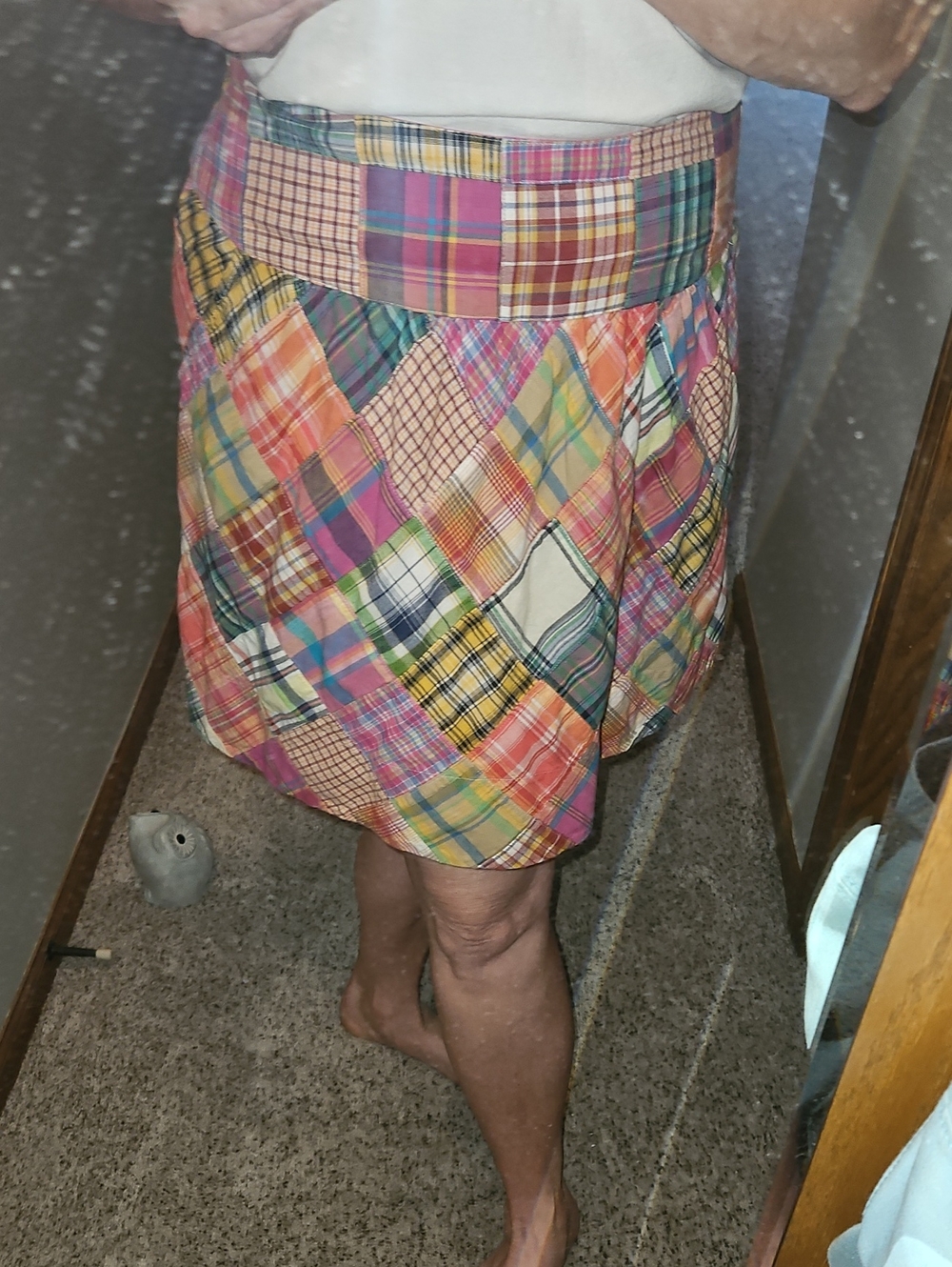CAbi Patchwork Plaid Circle Skirt in Multi Brights